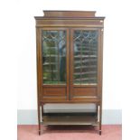 An Edwardian Mahogany Inlaid Display Cabinet, with low back, glazed astragal doors, internal