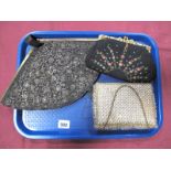 A Mid XX Century Diamanté Evening Purse, with fitted interior for powder, lipstick and cigarettes; a
