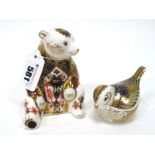 A Royal Crown Derby Porcelain Paperweight 'Old Imari Honey Bear', date code for 1998, gold