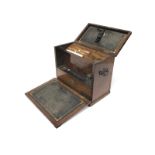 A Mid to Late XIX Century Walnut Stationary/Writing Box, of rectangular form, the lift-up lid