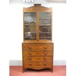 An Early XIX Century Mahogany Secretaire Bookcase, the top with arched pediment and glazed