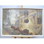 A.C. ADAMS (English School) Appleby Frodingham Steel Works, Scunthorpe, oil on board, signed and