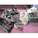 Two Vintage Fox Fur Capes, tassled and other fur stoles, fur hats and a collection of mink and other