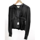 Ossie Clark for Radley; A c.1970's Vintage Black Moss Crépe Fitted Jacket, with tie neckline and