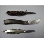 A. Wright & Son Ltd Sheffield Single Blade Pruning Knife, a multi blade folding knife; another