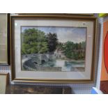 W.H. Kirby, Bakewell Scene, with bridge in foreground, watercolour, 35.5 x 52.5cm, signed lower