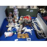 Doulton Foals, other figures, necklaces, etc:- One Tray