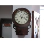 A XIX Century Mahogany Wall Clock, with a white dial, Roman numerals, fusee movement, case with S