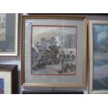 Attributed to Owen Jennings, 'Settle Market Place' Watercolour, 31.5 x 29cm, details verso. After