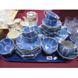 A Japanese Octagonal Shaped Blue and White Tea Service, of twenty eight pieces, 1930's Bistro coffee