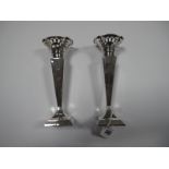 A Matched Pair of Hallmarked Silver Spill Vases, James Deakin & Sons, Sheffield 1913, 1914, each