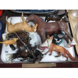 Beswick Pottery (with damages) - four horses, fox, dog and others:- One Tray