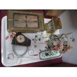 A Metamec Clock, (boxed), Rapport carriage clock, Bonsai tree, pipes, etc:- One Tray