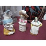 Royal Worcester Candle Snuffers - Feathered Hat, Punch and French Cook, all 1976 stamped. (3)