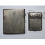 A Hallmarked Silver Cigarette Case, allover engine turned; together with a hallmarked silver match