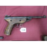 West Lake Cal 4.5mm Air Pistol, with wooden handle.