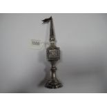 A Middle Eastern Incense Holder, with flag finial, 20.5cm high.