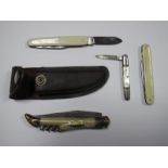 INOX Laguiole France Single Blade Folding Knife, with corkscrews, William Rodgers Sheffield Knife,