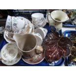 Bruce Bairnsfather Jug and (cracked) Teapot Stand, Colclough teaware, Rockingham cup and saucer,