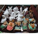 Posh and Friends Figure, eleven Osborne animals, Pendelfin and two continental figurines:- One Tray