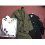 A Collection of Military Clothing, including American naval reefer style jacket, British army