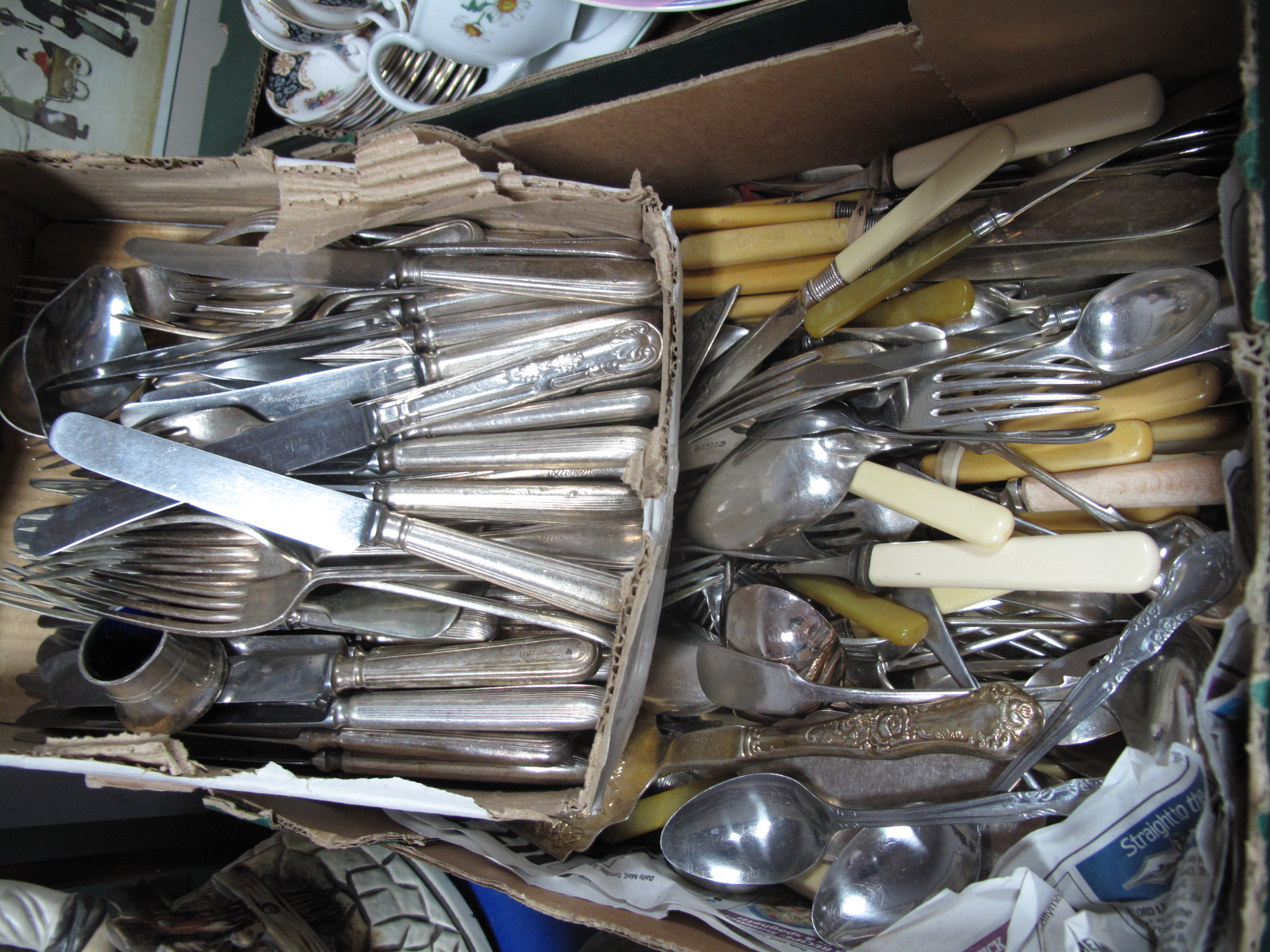 Cased Coffee Spoons, other cutlery:- Two Boxes