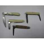 Four Assorted Folding Pocket Knives, including William Rodgers, E.Gillott St. Peters Gate, Kirkham &