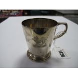 A Hallmarked Silver Mug, Wakely & Wheeler, London 1943, of plain tapering cylindrical form, crested,