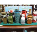 A Collection of West German Studio Pottery Vases, including Scheurich Keramil 'Onion' vase 285-30,