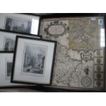 Four Engravings, reprint map after John Speede, geological maps, leather casing.