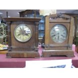 P.H. & S German Made Oak Cased Mantel Clock, with fourteen day movement; another similar by