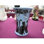 A Moorcroft Pottery Vase, painted in the 'Lucky Black Cat' pattern, designed by Paul Hilditch, shape