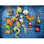 A Collection of Fiteen Small Flock Covered Toys, (circa 1970's), mainly TV themes, including Dougal,