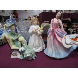 Royal Doulton Figurines - 'Barbara' HN 3441, 'Ascot' HN 2356, 'Bunny's Bedtime' HN 3370. (3)