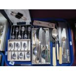 Assorted Plated Cutlery, including cased spoons, fish knives etc:- One Tray