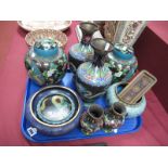 Cloisonne Wares Circa 1900, including two pairs of vases, pair of ginger jars, jardiniere, two