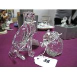 Swarovski Crystal 'Cheetah', 9.5cm high and Elephant. (2)