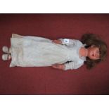 A Large Mid XX Century Composition Doll, sleepy eyes and open mouth and part jointed limbs 88cm