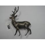 A Hallmarked Silver Model of A Stag, Mappin & Webb, London 1970, naturalistically modelled, 15cm