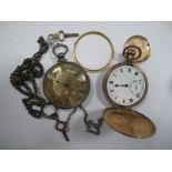 A Gold Plated Cased Hunter Pocketwatch; together with a XIX Century openface pocketwatch, the