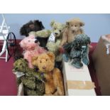 A Collection of Eight Modern Jointed Teddy Bears by Deans Rag Book, Horsforth Bears and other