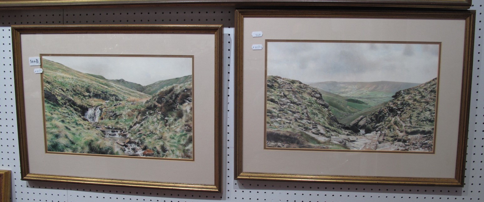 John Mawbey (Cheshire Artist), Desolate Moorland Landscapes, pair of watercolours signed and dated