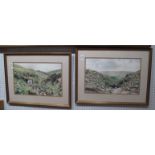 John Mawbey (Cheshire Artist), Desolate Moorland Landscapes, pair of watercolours signed and dated