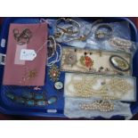 Assorted Costume Jewellery, including chain stamped "9ct", imitation pearls, ladies wristwatches,