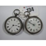 A Hallmarked Silver Cased Fob Watch, the white dial with green highlight and black Roman numerals,