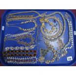 Vintage Costume Necklaces, including diamanté, imitation pearl, etc:- One Tray