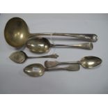 Two Hallmarked Silver Fiddle Pattern Spoons, together with an Old English pattern spoon, Morris &