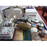 A Collection of China, Hardstone, Metal Trinket Boxes, pill boxes, two glass globular scent