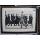 Walis(?), Early XX Century, Officer Walking Past a Group of Schoolgirls, pen and ink, signed lower