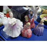 Royal Doulton China Figurines, 'The Ballerina' HN2116, 'Lady Betty', 'Marie', 'Rose'.
